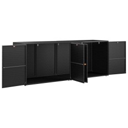 Gartenschrank Schwarz 198x55,5x80 cm Poly Rattan