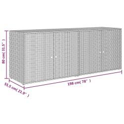 Gartenschrank Schwarz 198x55,5x80 cm Poly Rattan