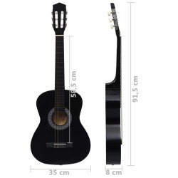 Klassikgitarre für Anfänger und Kinder Schwarz 3/4 36"