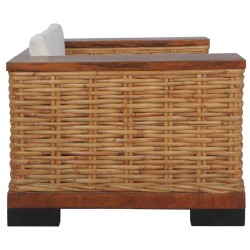 Sessel mit Kissen Braun Natur Rattan