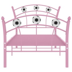 Einzelbett mit Fußball-Design Rosa Metall 90x200 cm