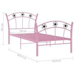 Einzelbett mit Fußball-Design Rosa Metall 90x200 cm