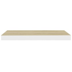 Schweberegal Eichen-Optik und Weiß 60x23,5x3,8 cm MDF