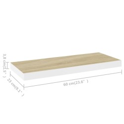 Schweberegal Eichen-Optik und Weiß 60x23,5x3,8 cm MDF