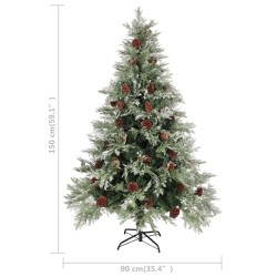 Weihnachtsbaum mit Zapfen Grün und Weiß 150 cm PVC & PE