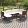 7-tlg. Garten-Lounge-Set mit Auflagen Poly Rattan Braun