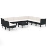 11-tlg. Garten-Lounge-Set mit Auflagen Poly Rattan Schwarz