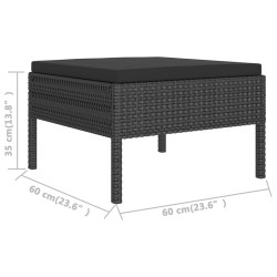 7-tlg. Garten-Lounge-Set mit Auflagen Poly Rattan Schwarz