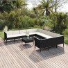 12-tlg. Garten-Lounge-Set mit Auflagen Poly Rattan Schwarz