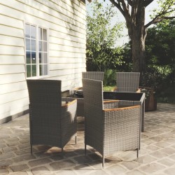 5-tlg. Garten-Essgruppe mit Kissen Poly Rattan Grau