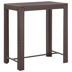 5-tlg. Gartenbar-Set mit Kissen Poly Rattan Braun