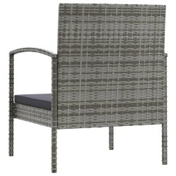 8-tlg. Garten-Lounge-Set mit Auflagen Poly Rattan Grau