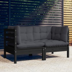 2-Sitzer-Gartensofa mit Anthrazit Kissen Massivholz Kiefer