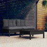 3-tlg. Garten-Lounge-Set mit Anthrazit Kissen Kiefernholz