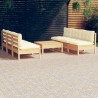 7-tlg. Garten-Lounge-Set mit Creme Kissen Kiefernholz