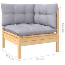 9-tlg. Garten-Lounge-Set mit Grauen Kissen Kiefernholz