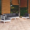 5-tlg. Garten-Lounge-Set mit Kissen Kiefer Massivholz