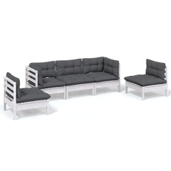 5-tlg. Garten-Lounge-Set mit Kissen Kiefer Massivholz