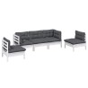 5-tlg. Garten-Lounge-Set mit Kissen Kiefer Massivholz