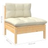 6-tlg. Garten-Lounge-Set mit Creme Kissen Massivholz Kiefer