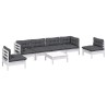 7-tlg. Garten-Lounge-Set mit Kissen Kiefer Massivholz