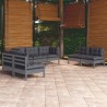 7-tlg. Garten-Lounge-Set mit Kissen Kiefer Massivholz