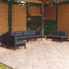 8-tlg. Garten-Lounge-Set mit Kissen Massivholz Kiefer