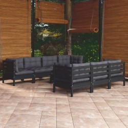 8-tlg. Garten-Lounge-Set mit Kissen Massivholz Kiefer