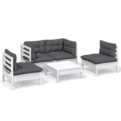 5-tlg. Garten-Lounge-Set mit Kissen Kiefer Massivholz