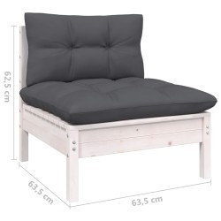 3-tlg. Garten-Lounge-Set mit Kissen Massivholz Kiefer