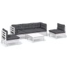 6-tlg. Garten-Lounge-Set mit Kissen Kiefer Massivholz