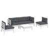 6-tlg. Garten-Lounge-Set mit Kissen Kiefer Massivholz