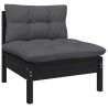 8-tlg. Garten-Lounge-Set mit Kissen Schwarz Kiefer Massivholz