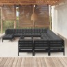 12-tlg. Garten-Lounge-Set mit Kissen Schwarz Kiefernholz