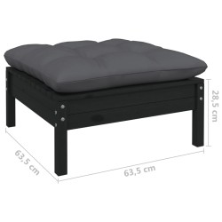 11-tlg. Garten-Lounge-Set mit Kissen Schwarz Kiefernholz