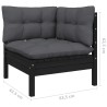 6-tlg. Garten-Lounge-Set mit Kissen Schwarz Kiefer Massivholz