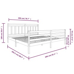 Massivholzbett Grau 200x200 cm