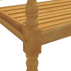 Batavia-Bank mit Weinrotem Kissen 150 cm Massivholz Teak