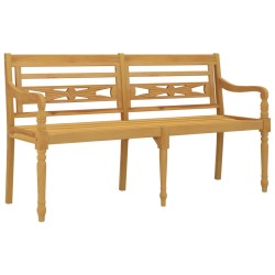 Batavia-Bank mit Creme Kissen 150 cm Massivholz Teak