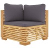 4-tlg. Garten-Lounge-Set mit Kissen Massivholz Teak