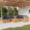 8-tlg. Garten-Lounge-Set mit Kissen Massivholz Teak