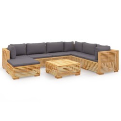 8-tlg. Garten-Lounge-Set mit Kissen Massivholz Teak