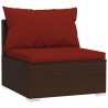 9-tlg. Garten-Lounge-Set mit Kissen Poly Rattan Braun