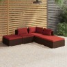 5-tlg. Garten-Lounge-Set mit Kissen Poly Rattan Braun