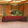 5-tlg. Garten-Lounge-Set mit Kissen Poly Rattan Braun