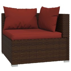 5-tlg. Garten-Lounge-Set mit Kissen Poly Rattan Braun