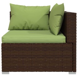 6-tlg. Garten-Lounge-Set mit Auflagen Poly Rattan Braun