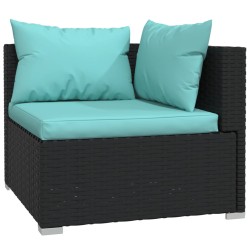 7-tlg. Garten-Lounge-Set mit Kissen Poly Rattan Schwarz