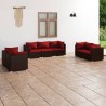 7-tlg. Garten-Lounge-Set mit Kissen Poly Rattan Braun