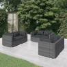 6-tlg. Garten-Lounge-Set mit Kissen Poly Rattan Grau